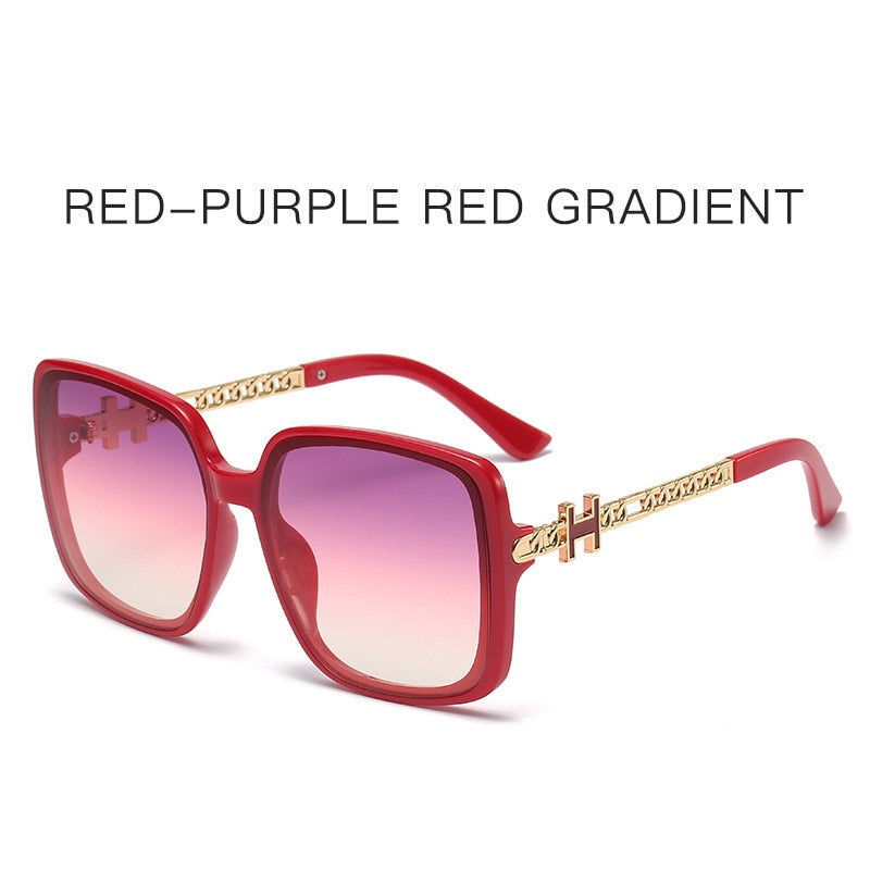 2022 new H fashion large frame personalized rivet European and American fashion sunglasses chain leg street photography face cov - Executive-Skincare