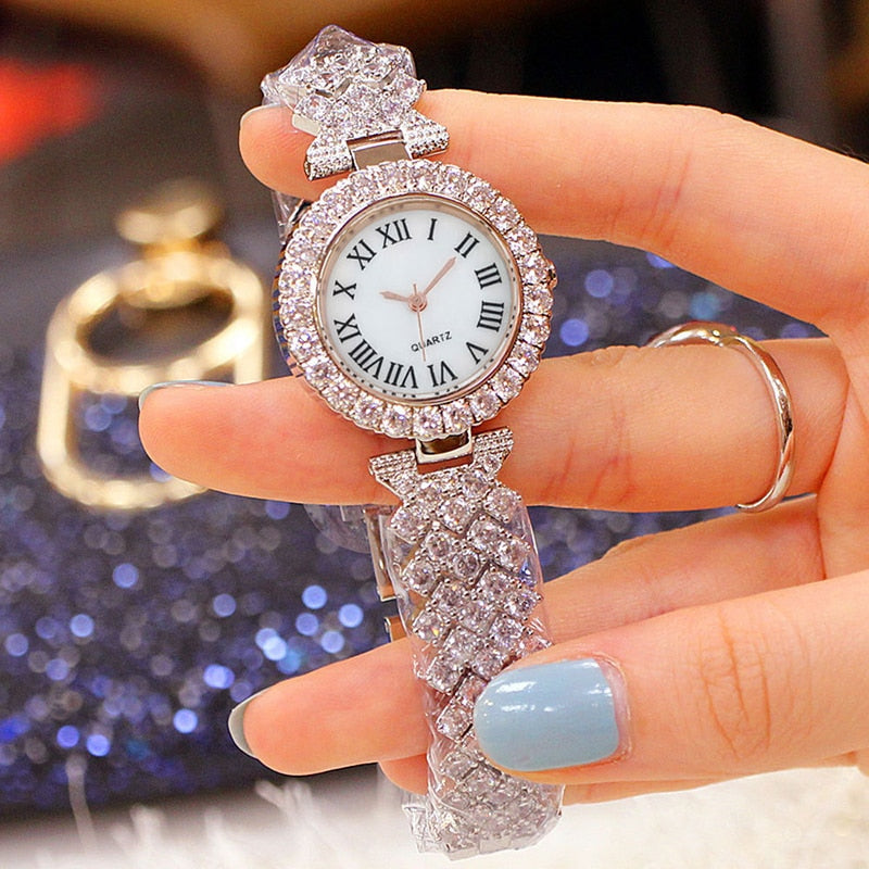 H11 Fashion Roman Pattern Diamond Ladies Watch for women Quartz Women&#39;s Watch Girls Lady Clock Bracelet Chains Free Shipping - Executive-Skincare