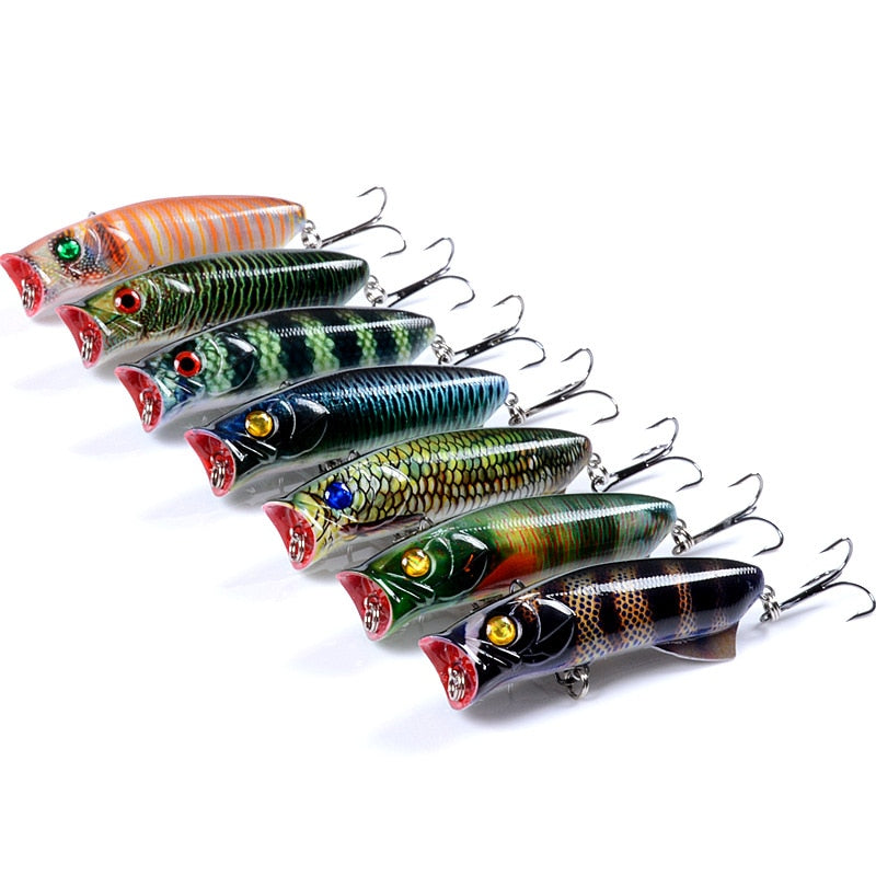 1pc Floathing Lure Topwater 3D Printed Popper Fishing Lure 7.8cm 11.5g Hard Bait Plastic Fishing Tackle Crankbait 7 Colors - Executive-Skincare