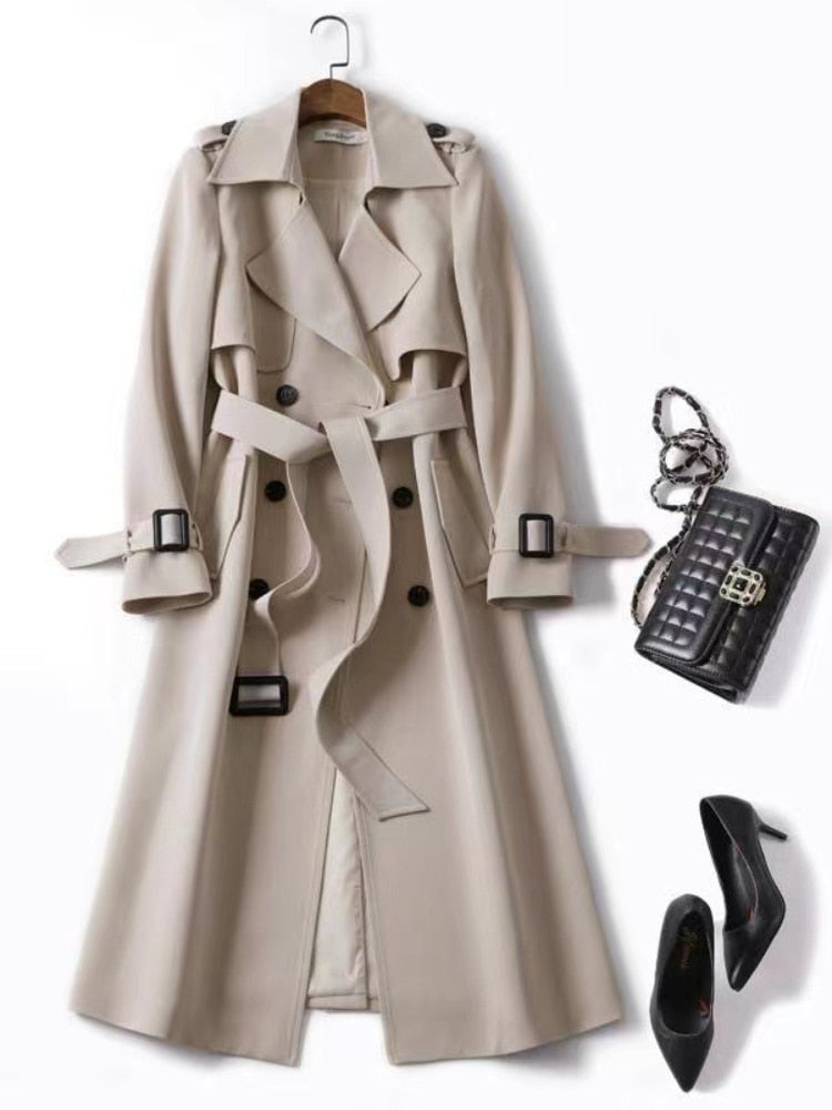 New Coats Woman Winter 2022 Fashion Lapel Double-breasted Women&#39;s Long Trench Coat for Women Overcoat Female Women&#39;s Windbreaker - Executive-Skincare