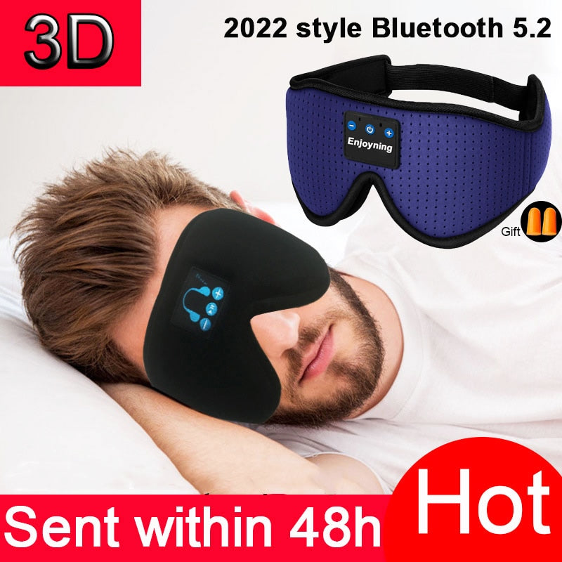 New 3D wireless music headphone sleep breathable smart eye mask Bluetooth headset call with mic for ios Android mac Dropshipping - Executive-Skincare