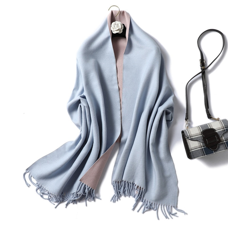 Winter Cashmere Scarf Women Thick Warm Shawls Wraps Lady Solid Scarves Fashion Tassels Pashmina Blanket Quality Foulard 2022 New - Executive-Skincare