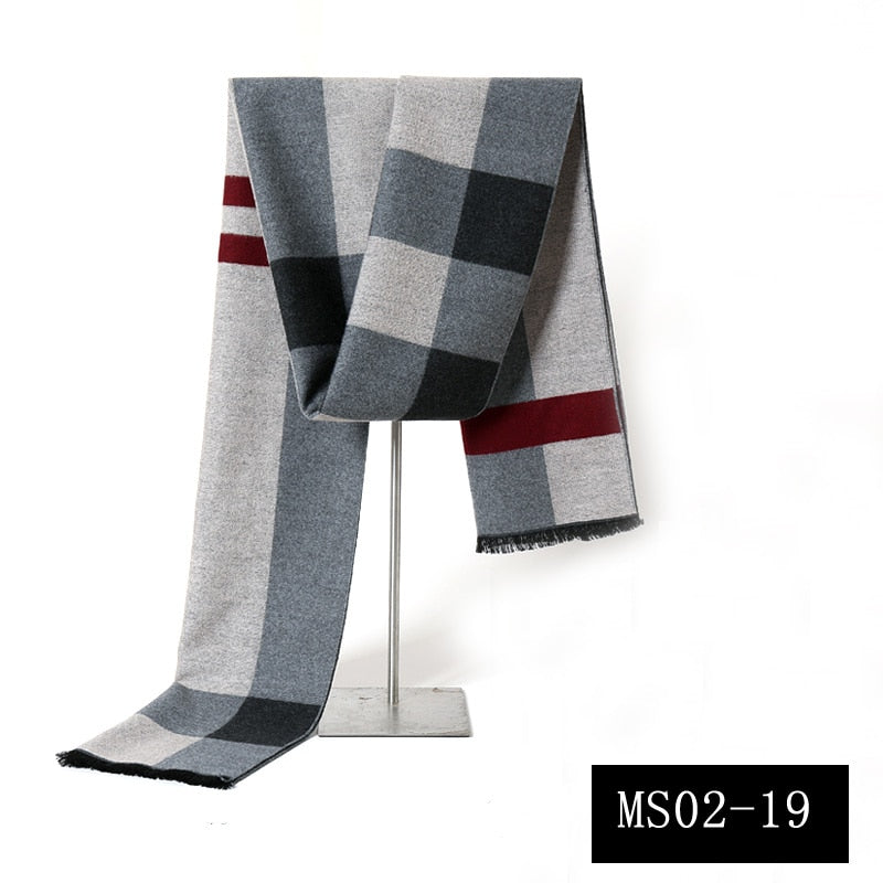 Luxury Brand Plaid Cashmere Scarf for Men Winter Warm Neckerchief Male Business Scarves Long Pashmina Christmas Gifts - Executive-Skincare