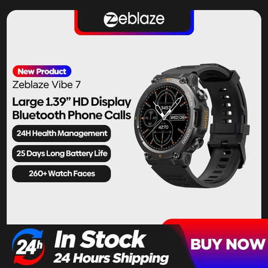 [World Premiere] Zeblaze Vibe 7 Rugged Smartwatch Make/Receive Calls 25 days Battery Life 100+ Sports Modes Smart Watch for Men - Executive-Skincare