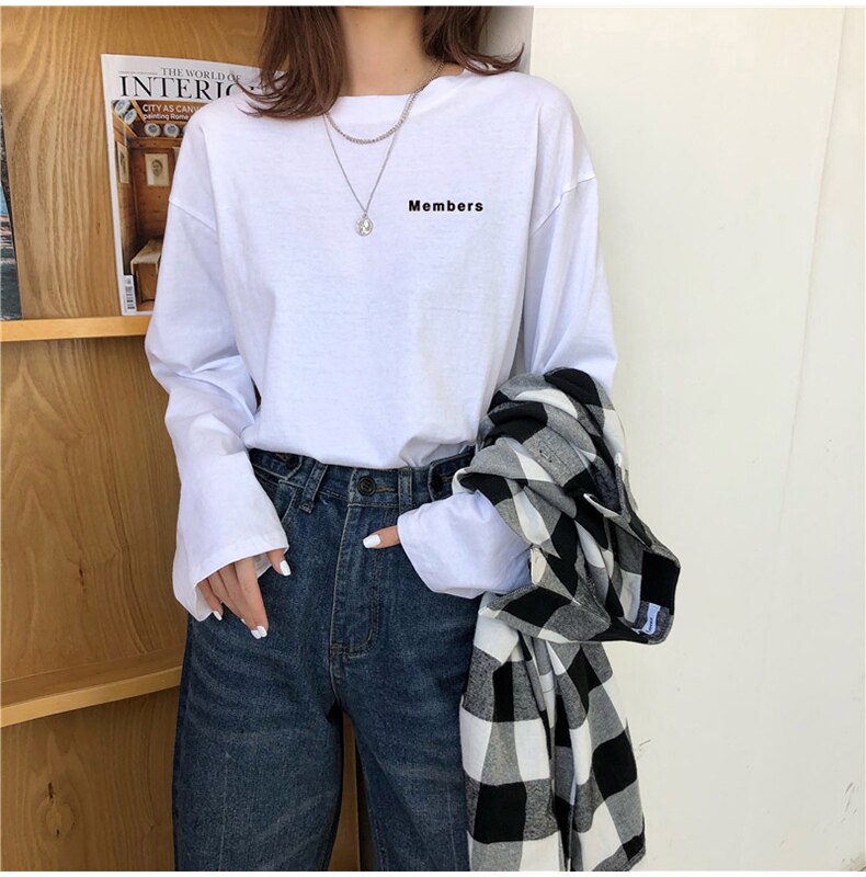 harajuku Long Sleeve T Shirt girl Christmas Topspring autumn embroidery stripe Tops Tees Women full Sleeve T-shirt Casual Female - Executive-Skincare