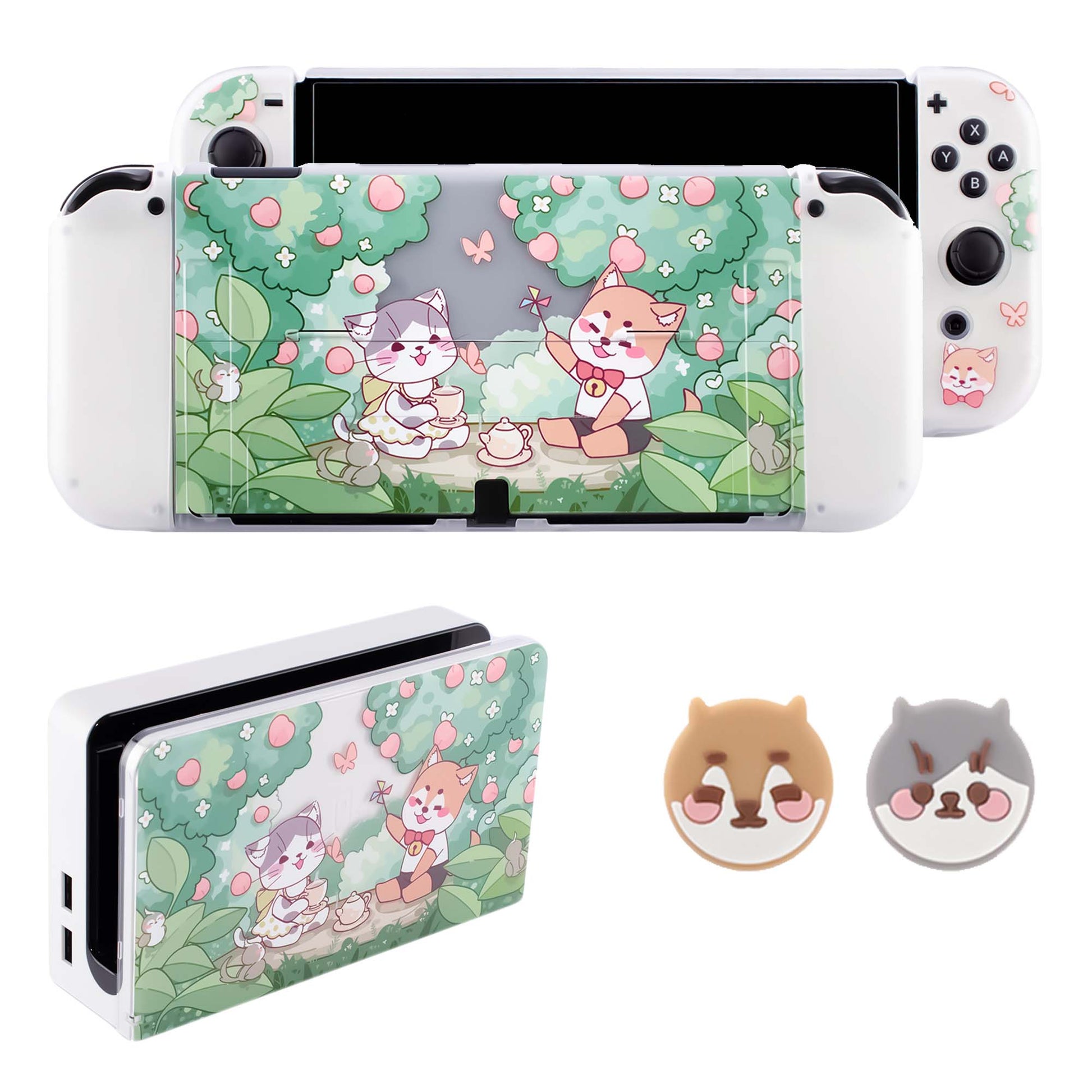 pawdiary switch oled case switch oled case matter finish oden kanto cooking nintendo switch oled tpu case cat dog - Executive-Skincare