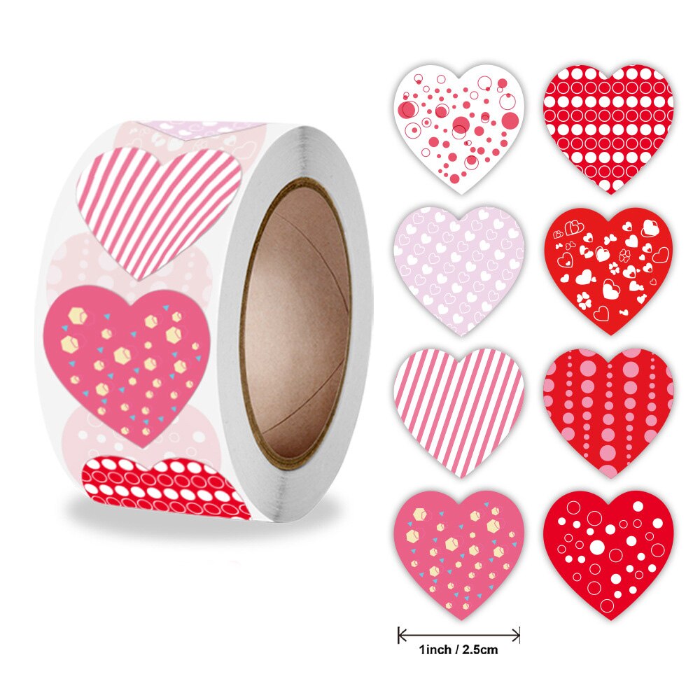 500Pcs Valentines Day Heart Sticker Thank you Candy Bag Seal Sticker Scrapbooking Valentines Gift Box Label Decoration - Executive-Skincare