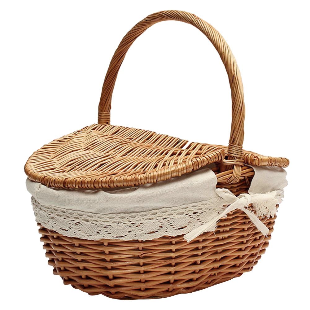 Wicker Willow Woven Vintage Camping Handle Shopping Food Fruit Picnic Basket - Executive-Skincare