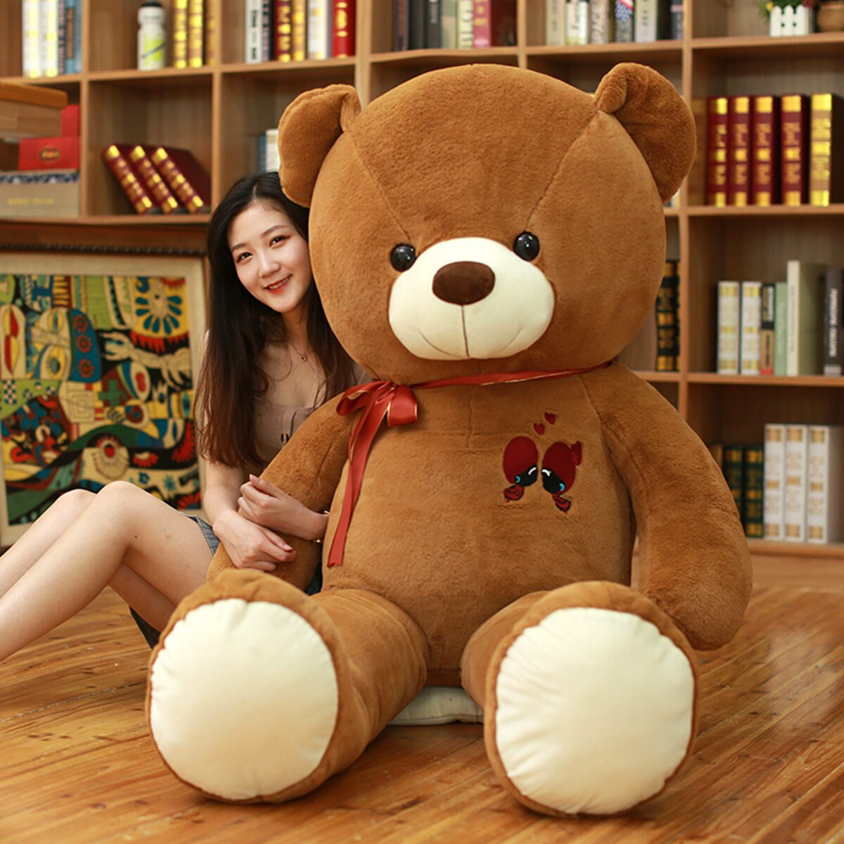 High Quality 80/100CM 4 Colors Teddy Bear With Scarf Stuffed Animals Bear Plush Toys Teddy Bear Doll Lovers Birthday Baby Gift - Executive-Skincare