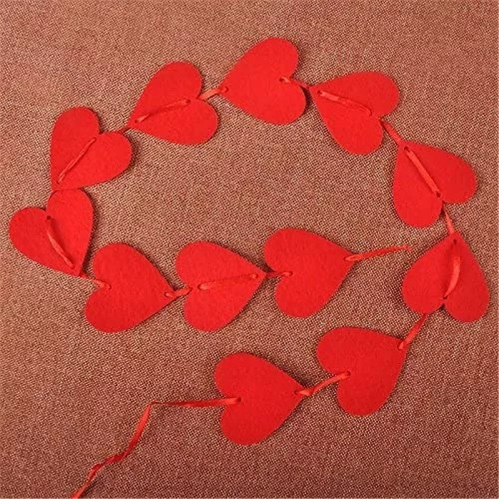 16pcs/set 2M Red Hearts Garland DIY Valentines Day Hanging String Garland Day Wedding Anniversary Birthday Party Decoration - Executive-Skincare