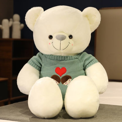 80/110cm Giant Sweater Teddy Bear Plush Toy Stuffed Soft Plushie Lovers Bear Valentine Gift for Girlfriend Appease Toys for Kids - Executive-Skincare