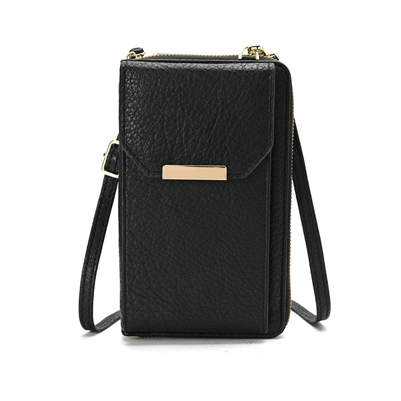 Women‘s Messenger  Bag Small Crossbody Shoulder Wallet PU Leather Coin Purse Ladies Card Holder Black Color - Executive-Skincare