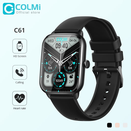 COLMI C61 Smartwatch 1.9 inch Full Screen Bluetooth Calling Heart Rate Sleep Monitor 100+ Sport Models Smart Watch For Men Women - Executive-Skincare