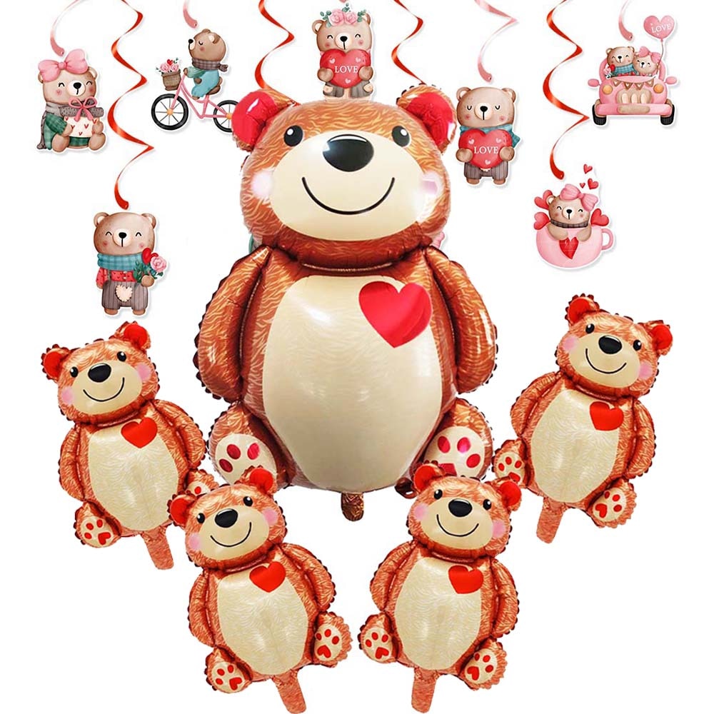 5pcs Love Bear Balloon include Big Bear Balloon and Mini Bear Balloon Birthday Valentines Party Wedding Decoration Bear Balloon - Executive-Skincare