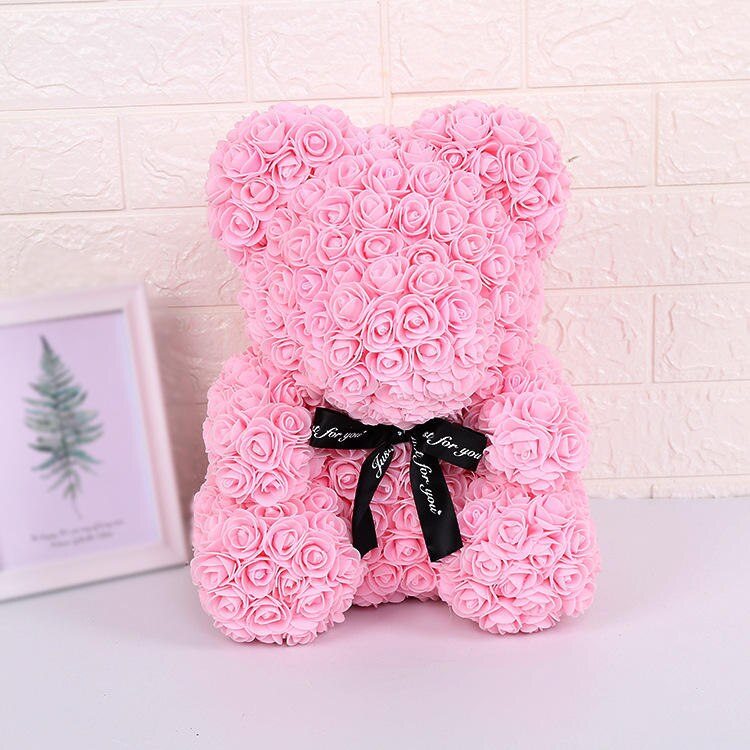 25cm Teddy Rose Bear Artificial Rose Flowers For Girlfriend Valentine&#39;S Day Christmas Gift Rose Of Bear Birthday Wedding Present - Executive-Skincare