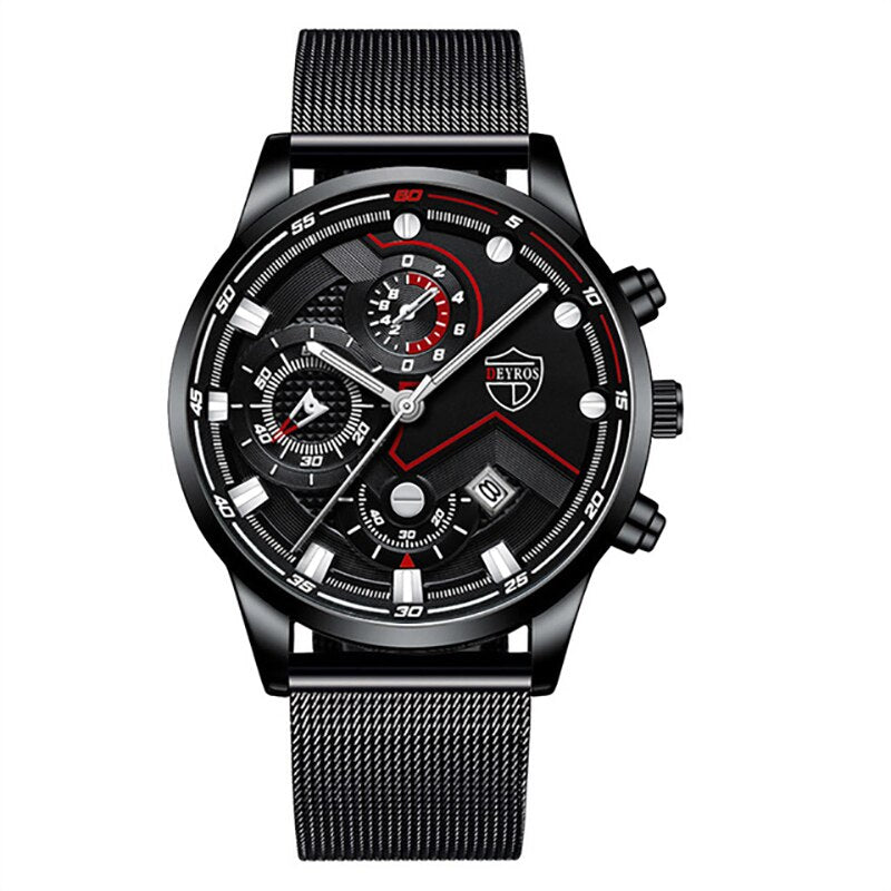 2022 Fashion Mens Sports Watches for Men Business Stainless Steel Quartz Wrist Watch Luxury Man Casual Bracelet Luminous Clock - Executive-Skincare