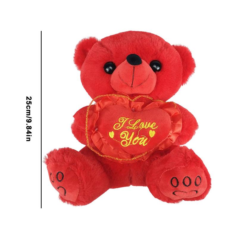 Red Plush Teddy Bear Dolls with Love You Heart 9.84&quot; Valentine&#39;s Day Gifts Couple Hugging Stuffed Teddy Bear for Her and Kids - Executive-Skincare