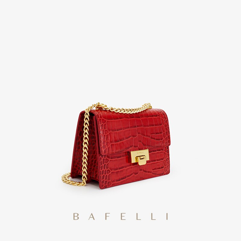 BAFELLI DESIGNER 2022 NEW SHOULDER MESSENGER CHAIN FASHION BAG CROCODILE PATTERN FEMALE WOMEN&#39;S LEATHER FLAP CLASSIC TREND - Executive-Skincare