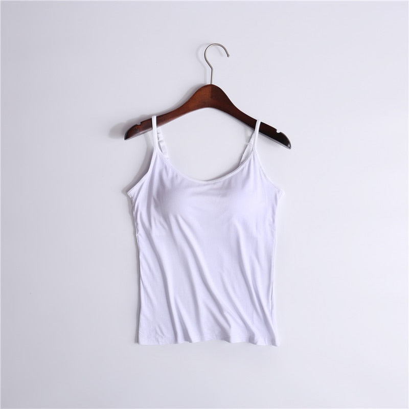 Sexy Tank With built-in bra Stretchy tight underwear no steel ring corset sling Sleeveless yoga sports casual T-shirt - Executive Quality Store