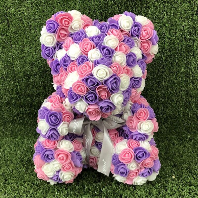 25/35cm Artificial Rose Heart Teddy Bear Handmade Bear of Roses For Women Valentine&#39;s Day Wedding Bithday Gift DropShipping - Executive-Skincare