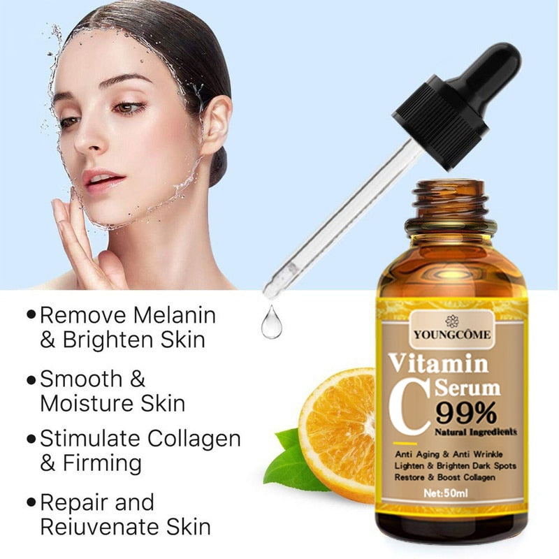 YOUNGCOME New Vitamin C Whitening Face Serum Hyaluronic Acid Facial Skin Spot Purifying Serum Dark Spot Remover Cosmetics - Executive-Skincare