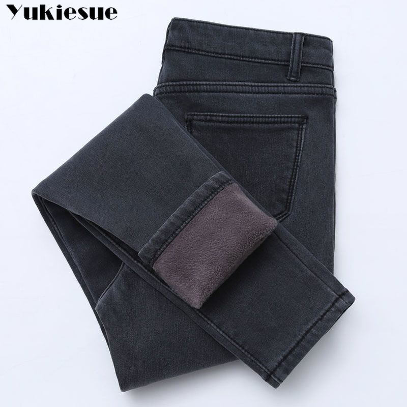 2022 Winter Jeans For Women high Waist Jeans Female Trousers Thickened Jeans clothe Velvet Thick Warm push up mom Jeans woman - Executive-Skincare