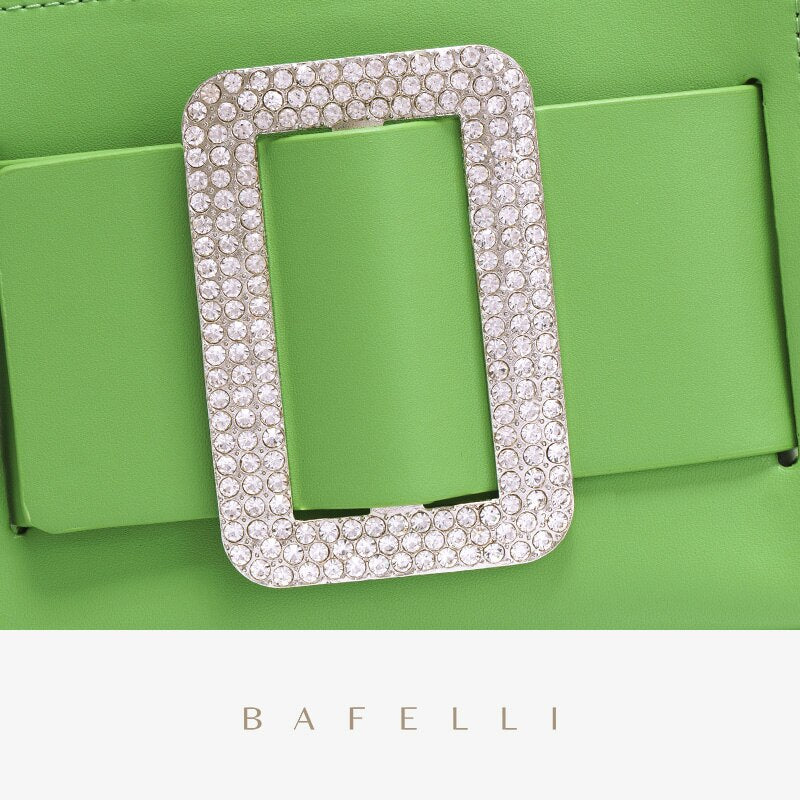 BAFELLI 2022 NEW FASHION LUXURY SMALL BOXY BRAND MINI MESSENGER BAG DIAMOND SQUARE BUCKLE HANDBAG CASUAL FEMALE PURSE SHOULDER - Executive-Skincare