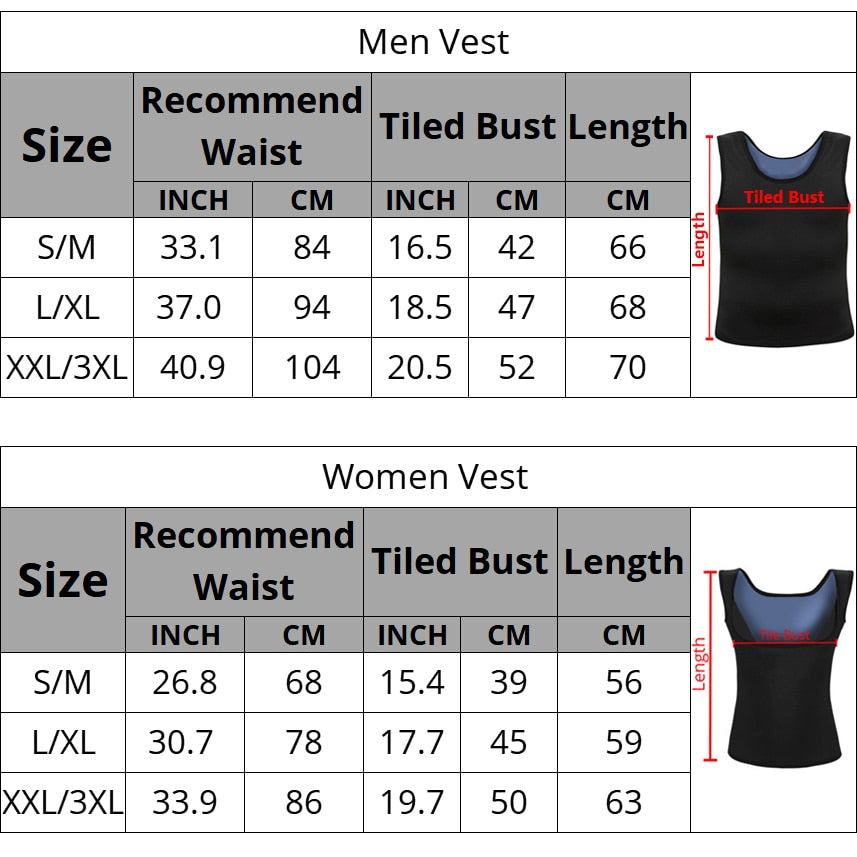 Men Neoprene Sweat Sauna Vest Waist Trainer Slimming Body Shapers Vest Shapewear Corset Gym Underwear Women Fat Burn Tank Top - Executive Quality Store