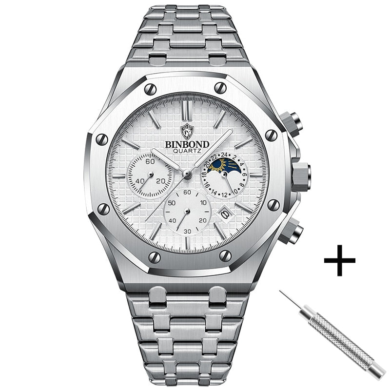 Binbond Wrist Watches For Men With Free Shipping Stainless Steel Waterproof Chronograph Male Wristwatches Relogio Masculino 2022 - Executive-Skincare