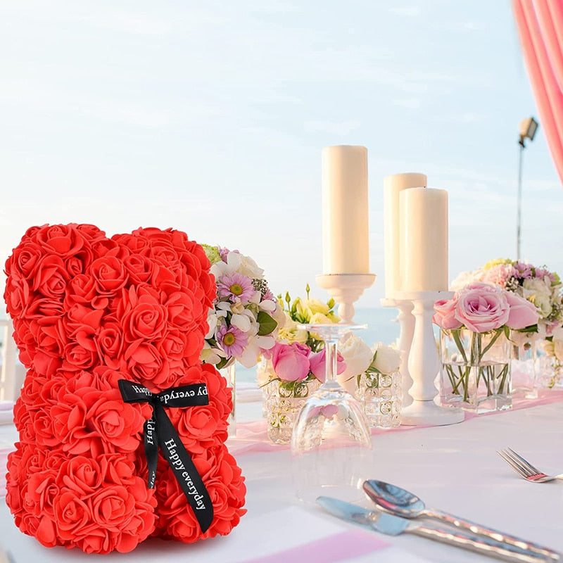 25/40cm Rose Bear Artificial Flowers Girlfriend Anniversary Christmas Valentine&#39;s Day Gift Birthday Present For Wedding Party - Executive-Skincare