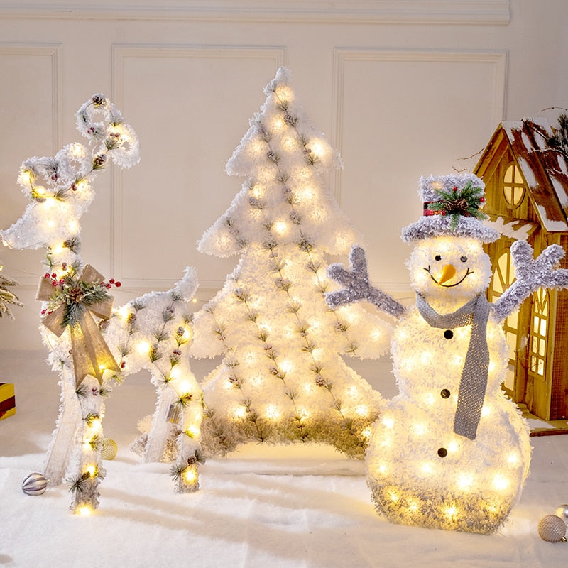 Creative Ornaments Christmas Decoration Glowing Christmas Deer Christmas Tree Ornaments Reindeer Family New Year Decoration - Executive-Skincare