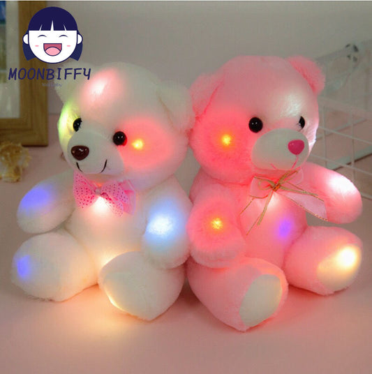 22cm Creative Plush Light Up toys Teddy Bear Stuffed Animals Plush Toy Colorful teddy bear creative Valentine Christmas gifts - Executive-Skincare