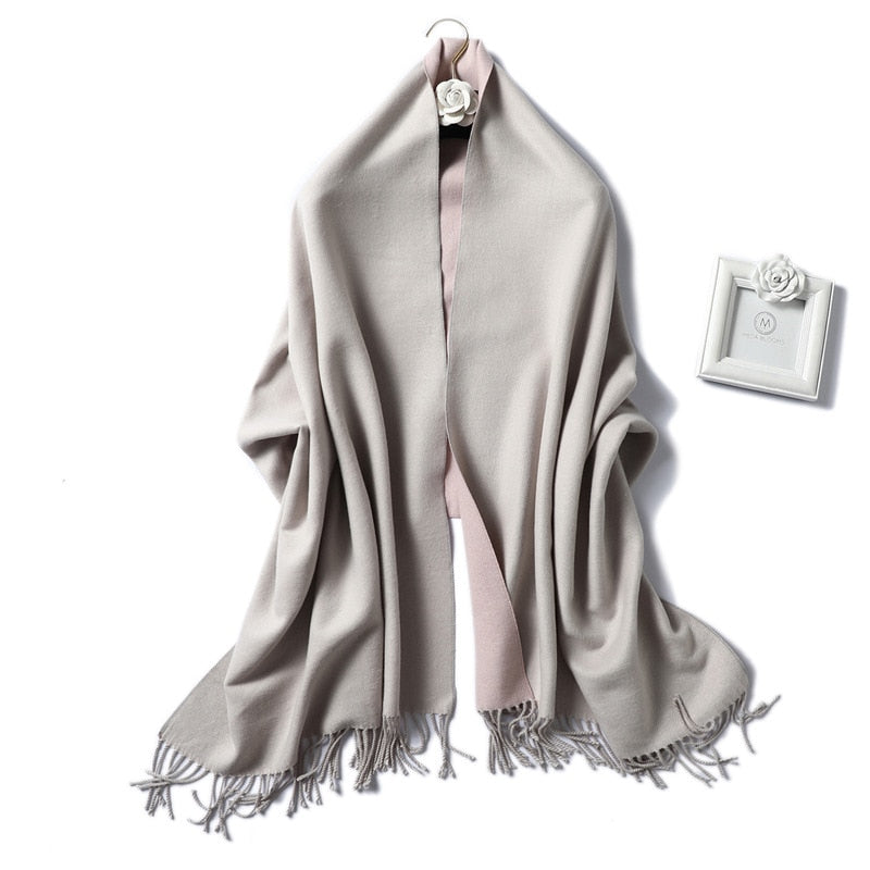 Winter Cashmere Scarf Women Thick Warm Shawls Wraps Lady Solid Scarves Fashion Tassels Pashmina Blanket Quality Foulard 2022 New - Executive-Skincare