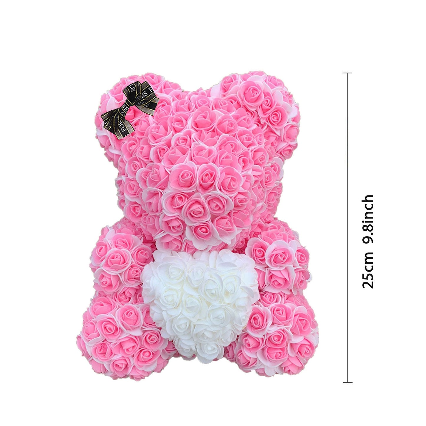 25cm Teddy Rose Bear Artificial Flowers Wedding Birthday Women Girl Gift Bear of Rose Box Valentine&#39;s Day Gifts R ose Bear - Executive-Skincare