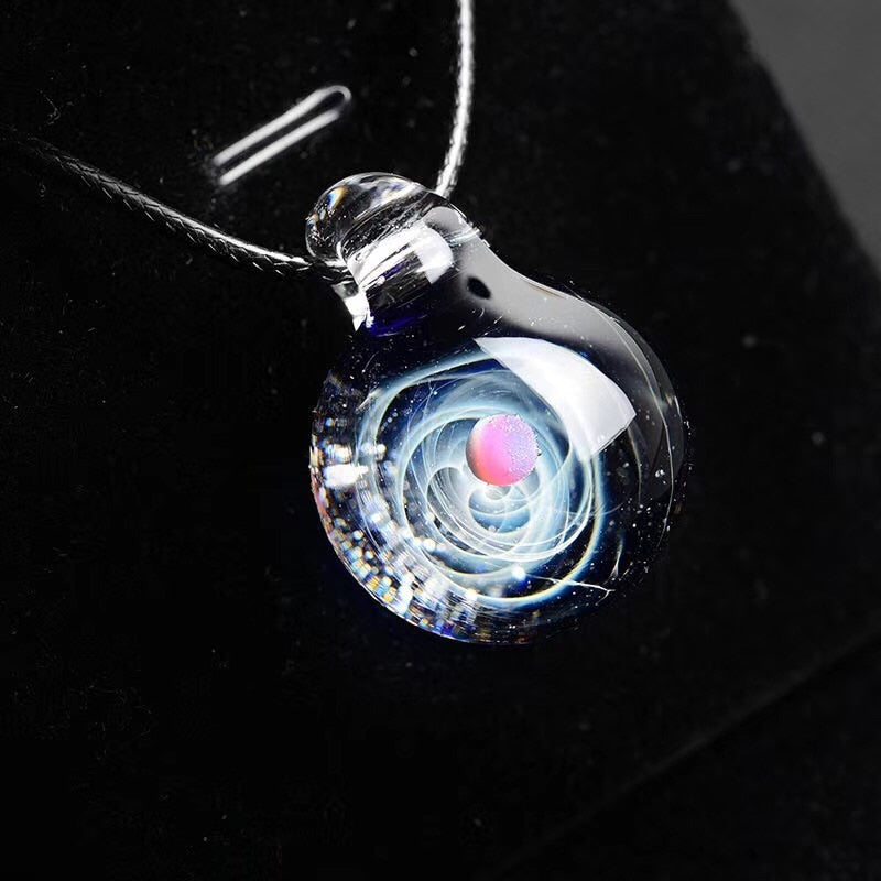 BOEYCJR Universe Glass Bead Planets Pendant Necklace Galaxy Rope Chain Solar System Design Necklace for Women - Executive-Skincare