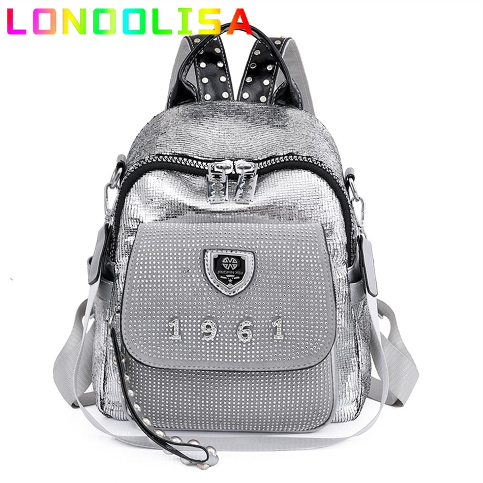 Fashion Sequins Women Backpack Luxury Designer Shoulder Bag for Teenager Girls Female School Book Bag Vintage Purse Bag Mochilas - Executive-Skincare