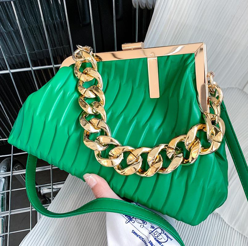 Fashion Triangle Design gold Thick Chain Shoulder Crossbody Bag For Women 2022 New Luxury Brand Handbag Large Party Cluth - Executive-Skincare