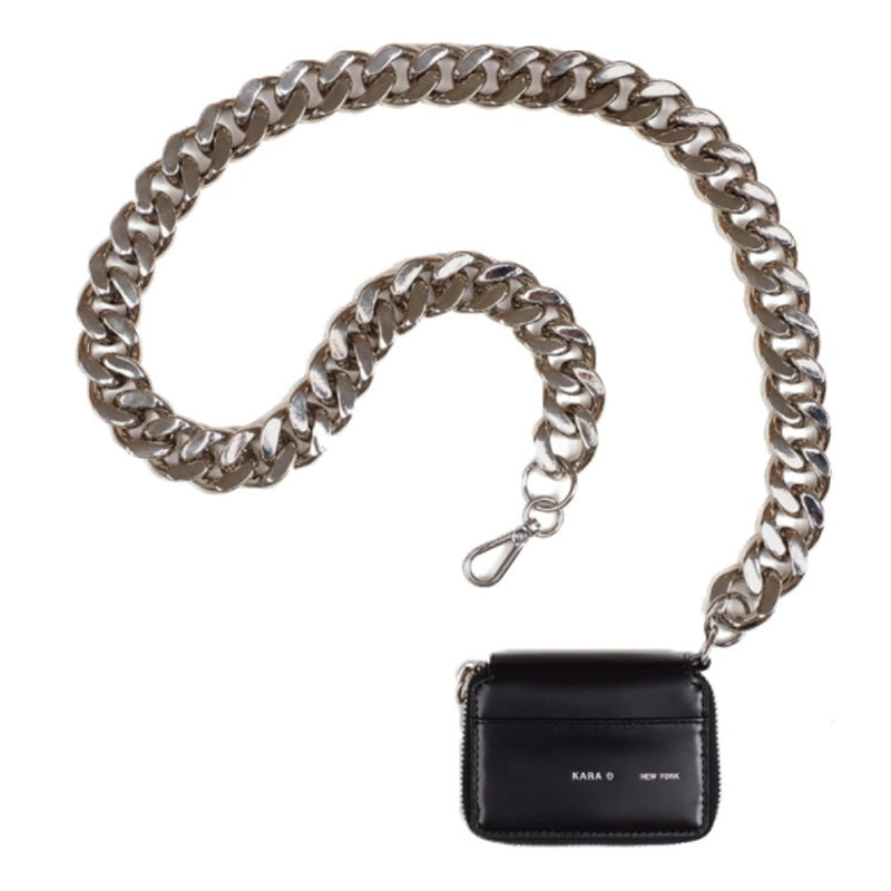 Thick metal chain black wallet Shoulder Bag Mini small bag chest bag zero wallet shoulder bag lady bag - Executive-Skincare