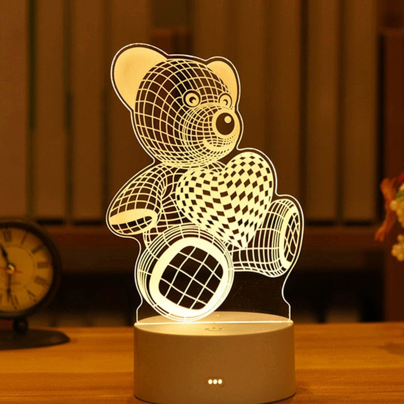 Romantic Love 3D Acrylic Led Lamp for Home Children&#39;s Night Light Table Lamp Birthday Party Decor Valentine&#39;s Day Bedside Lamp - Executive-Skincare