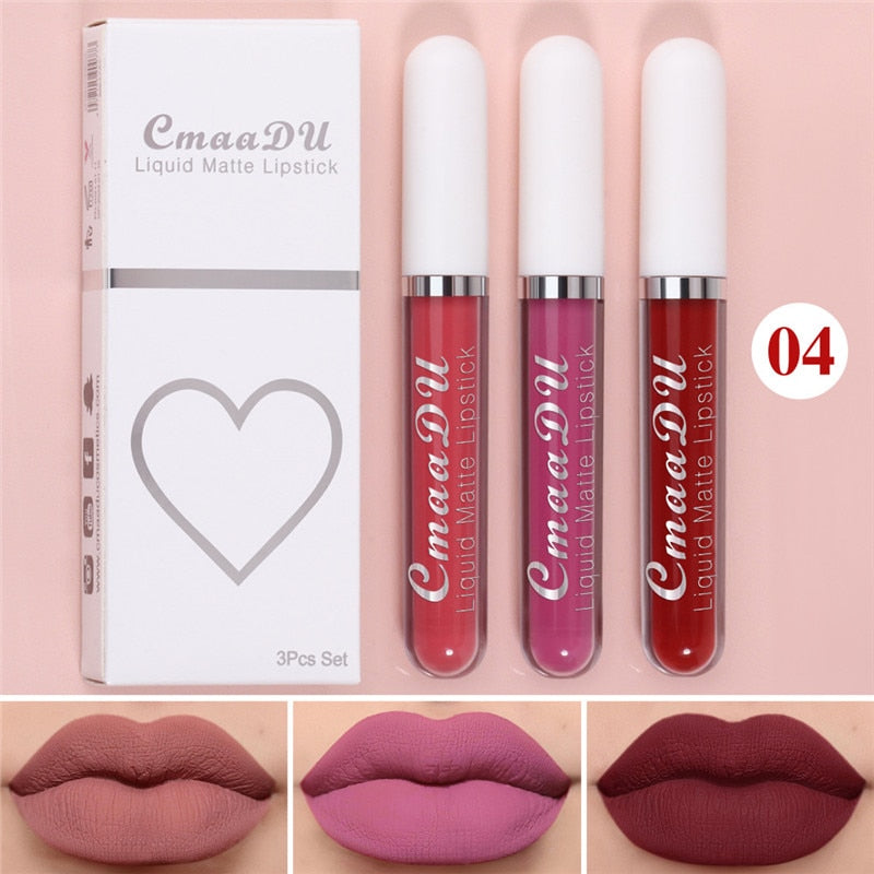 6 Colors/Set Fashion Matte Lip Gloss Sets Natural Moisturize Waterproof Lasting Velvet Sexy Red Liquid Lipstick Beauty Cosmetic - Executive-Skincare