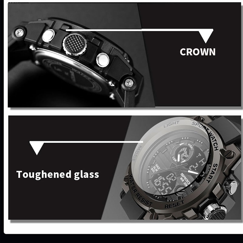 SANDA Sports Men&#39;s Watches Luxury Military Quartz Electronic Watches Shockproof Waterproof Digital Wristwatch Relogio Masculino - Executive-Skincare