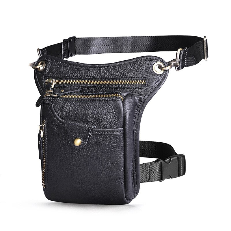 Genuine Real Leather Men Design Casual Messenger Crossbody Sling Bag Fashion Waist Belt Pack Leg Drop Bag Phone Pouch 211-5 - Executive-Skincare