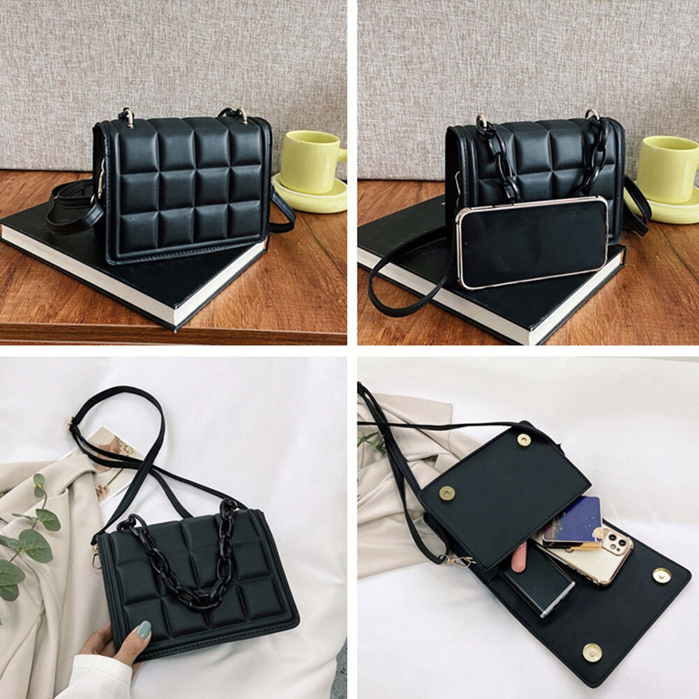 Handbags for Women Bagute Bags Pu Leather Ladies Crossbody Bags Coin Purses Small Plaid Shoulder Bag Female Underarm Hand Bag - Executive-Skincare