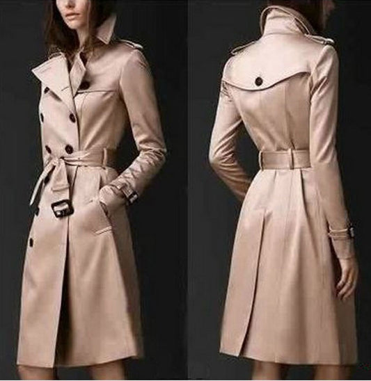 High Quality Women Trench Coat Long Windbreaker Fashion Trend Double-Breasted Slim Long Trench 2022 Spring New - Executive-Skincare