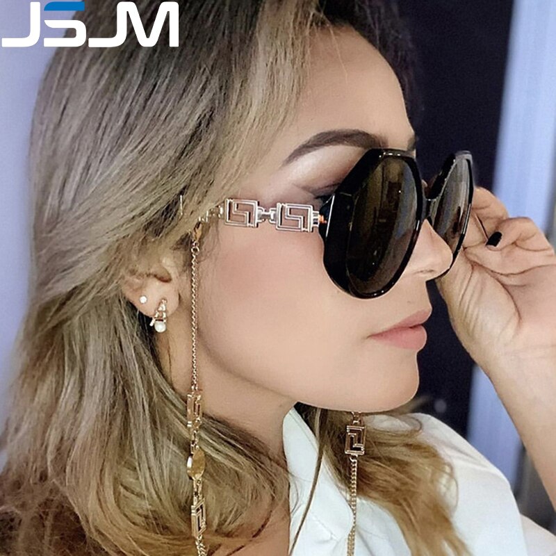 JSJM Brand New Vintage Polygonal Sunglasses Women Retro Shades Luxury Big Frame Sun Glasses UV400 Trendy Traveling Eyewear Gafas - Executive-Skincare