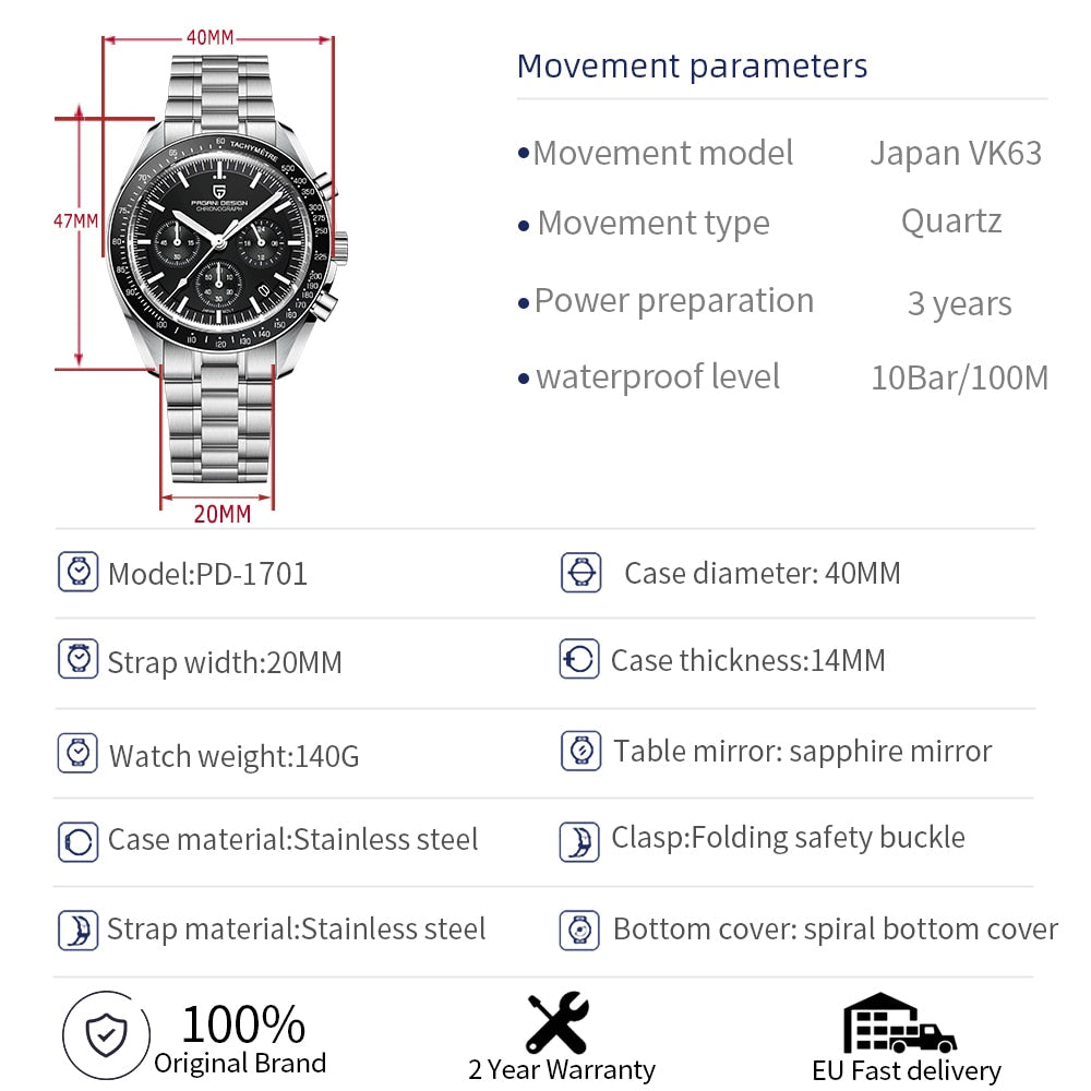 PAGANI DESIGN 2022 New Men&#39;s Watches Top Luxury Quartz Watch For Men Automatic Date Speed Chronograph Sapphire Mirror Wristwatch - Executive-Skincare