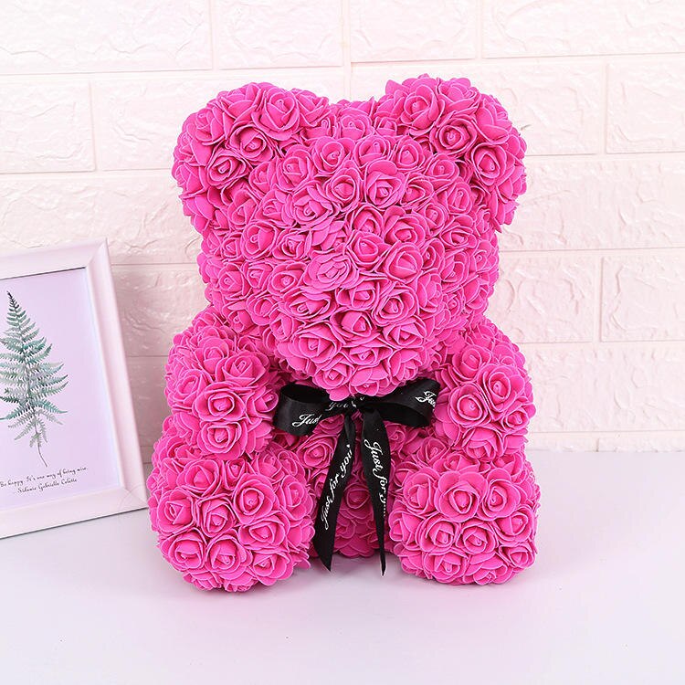 25cm Teddy Rose Bear Artificial Rose Flowers For Girlfriend Valentine&#39;S Day Christmas Gift Rose Of Bear Birthday Wedding Present - Executive-Skincare