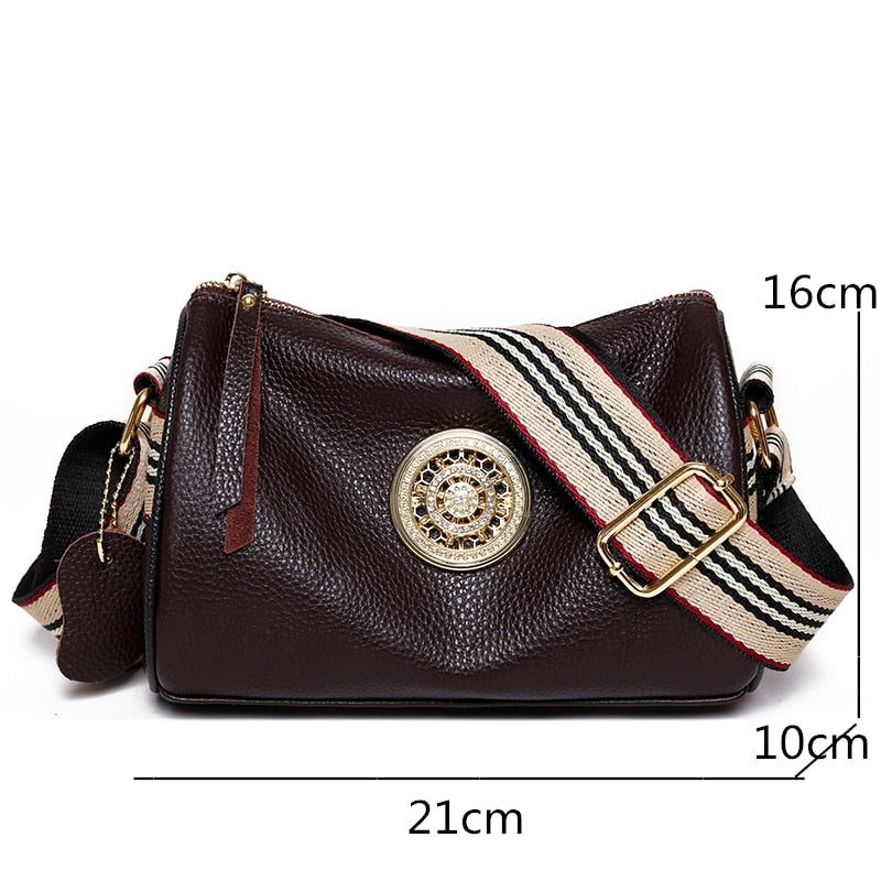 Women Genuine Leather Handbags Designer Rotating metal lock Ladies Shoulder Bags Fashion New Luxury Brand Female Messenger Bag - Executive-Skincare