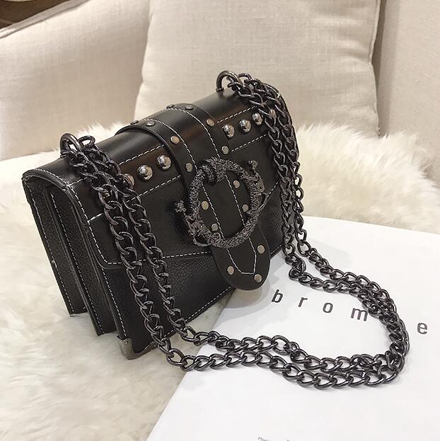 European Fashion Female Square Bag 2020 New Quality PU Leather Women&#39;s Designer Handbag Rivet Lock Chain Shoulder Messenger bags - Executive-Skincare