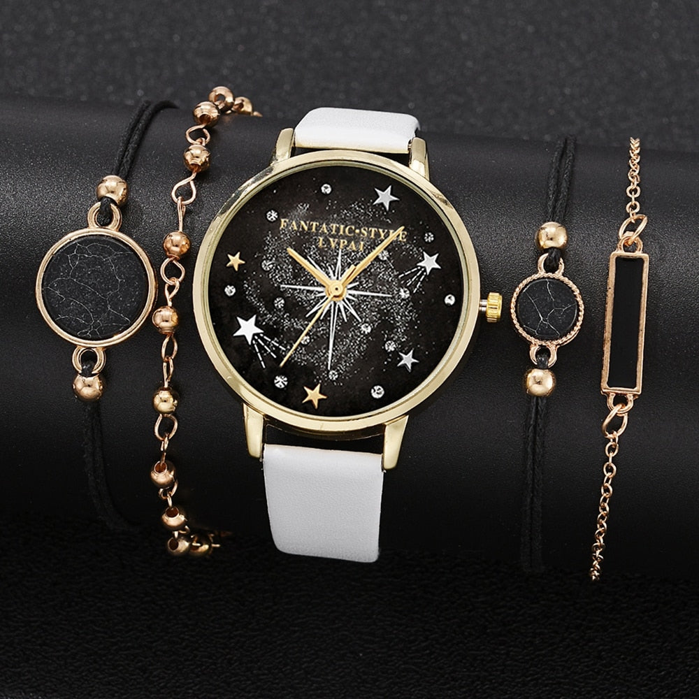 Lvpai Brand 5PCS Fashion New Bracelet Watch Set Crystal Rhinestone Women Ladies Wristwatch Watches Ladies Relogio Feminino Reloj - Executive-Skincare